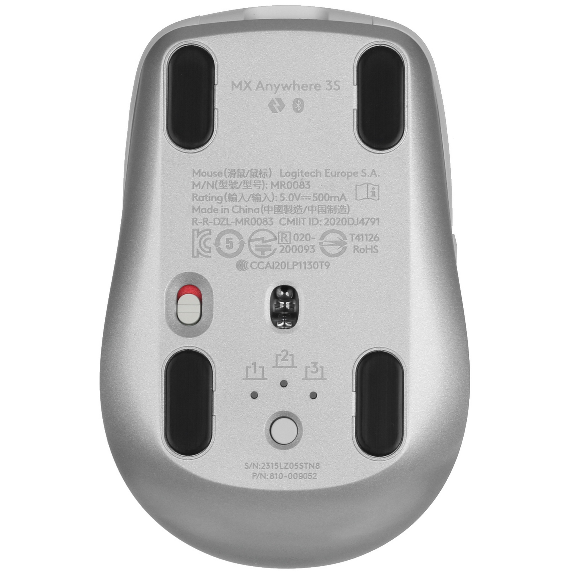 Мышь беспроводная/проводная Logitech MX Anywhere 3S серый, 8000 dpi, радиоканал, Bluetooth, USB, кно