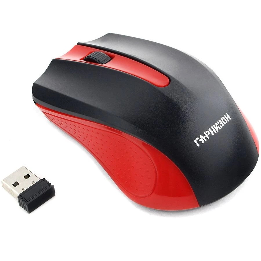 Мышь беспроводная Гарнизон GMW-430R красный, 1200 dpi, радиоканал, USB, кнопки - 3