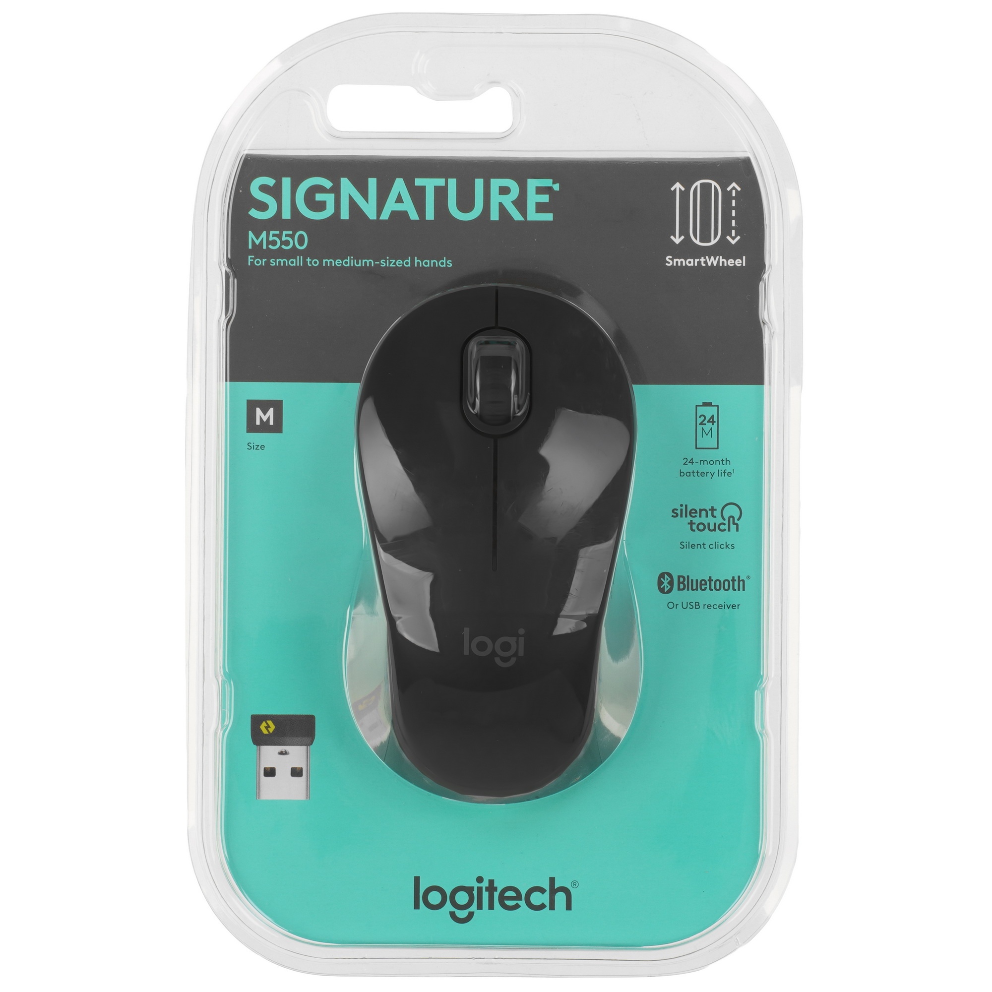 Мышь беспроводная Logitech M550 серый, 4000 dpi, радиоканал, Bluetooth, USB, кнопки - 3