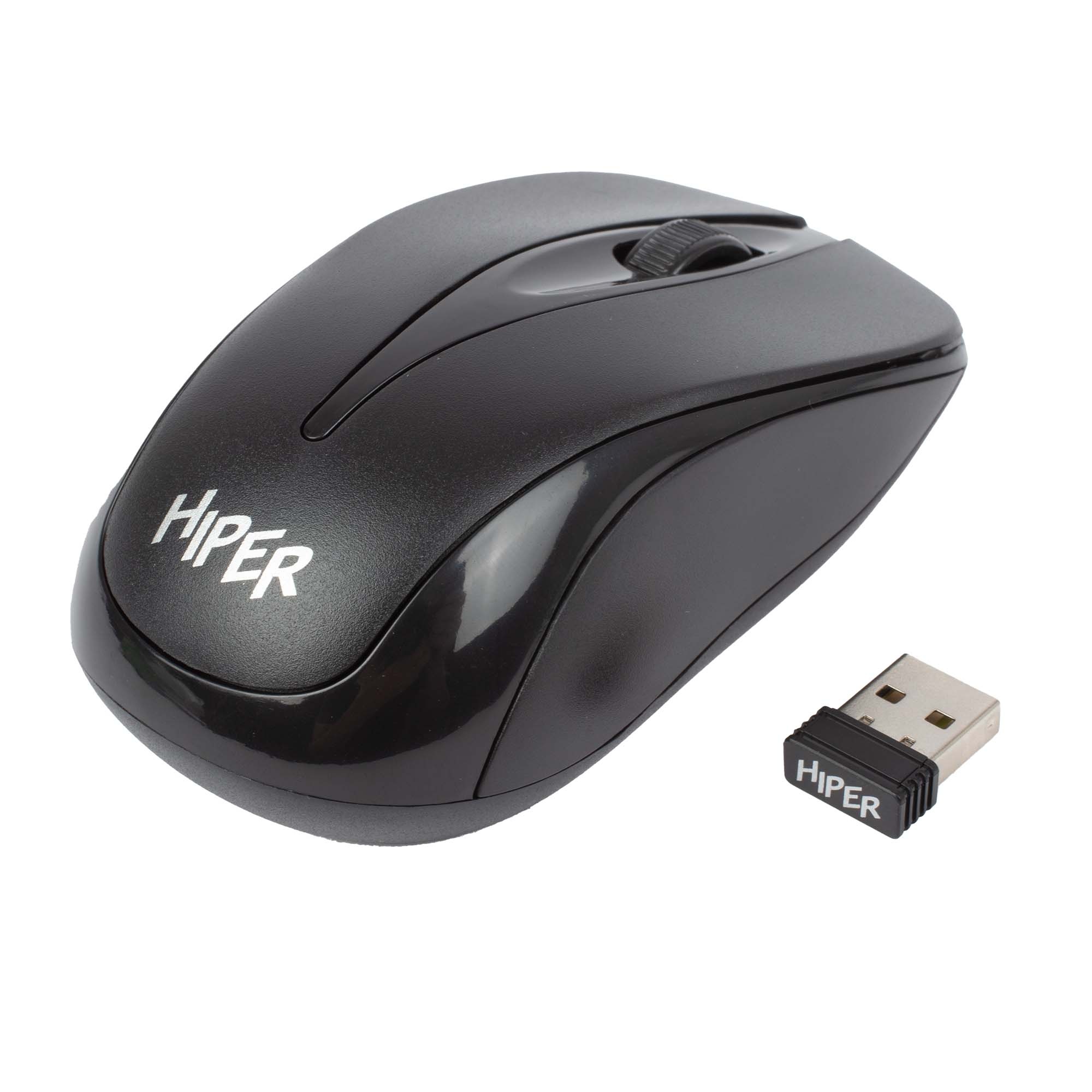Мышь беспроводная HIPER HOMW-061 черный, 1000 dpi, радиоканал, USB, кнопки - 3