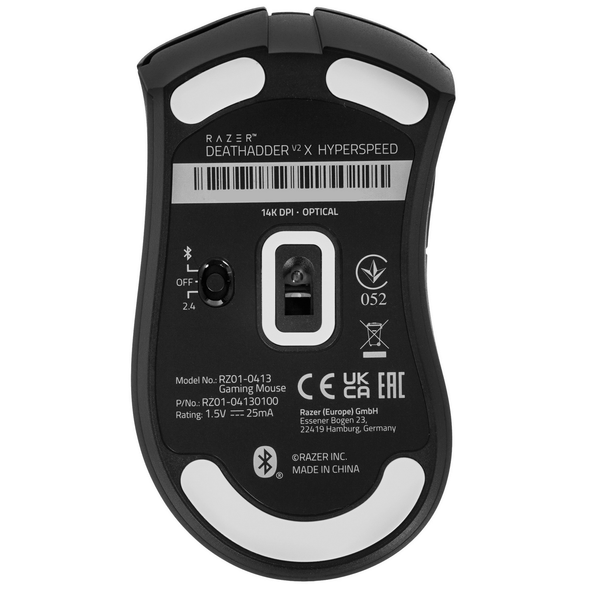 Мышь беспроводная Razer DeathAdder V2 X Hyperspeed черный, 14000 dpi, радиоканал, Bluetooth, USB, кн