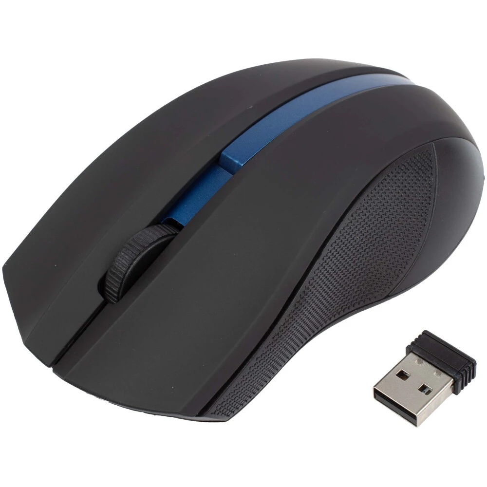 Мышь беспроводная HIPER HOMW-074 черный/синий, 1000 dpi, радиоканал, USB, кнопки - 3