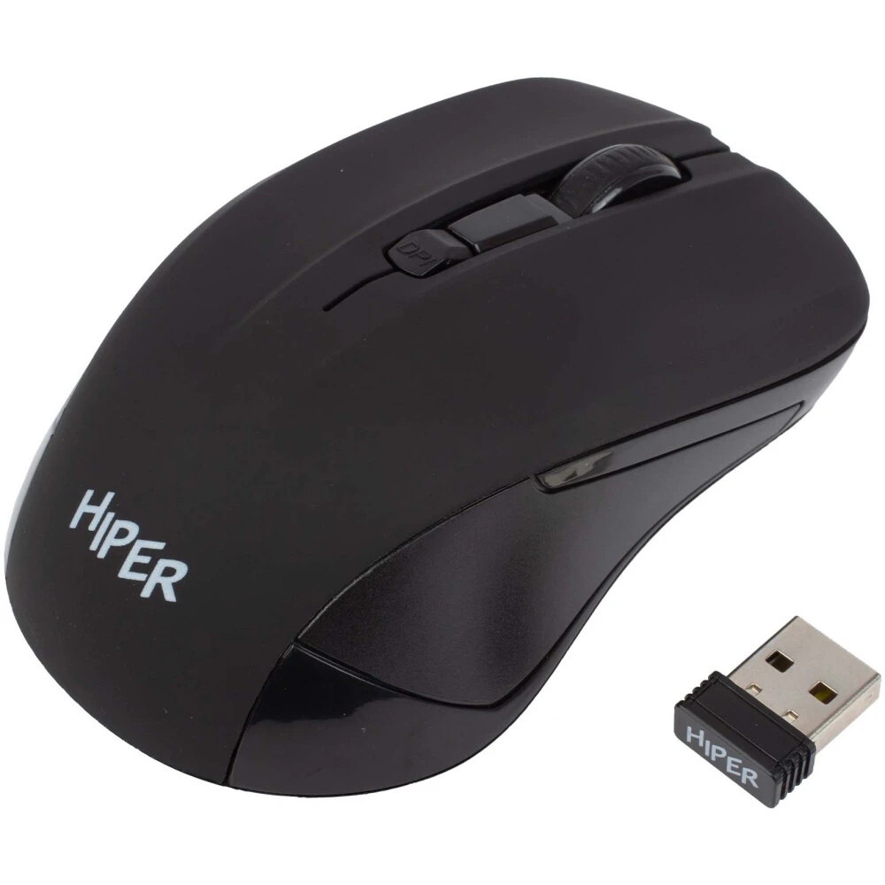 Мышь беспроводная HIPER HOMW-101 /1000-1600 dpi/оптический/4 кнопки/Soft-touch покрытие/USB-приемник