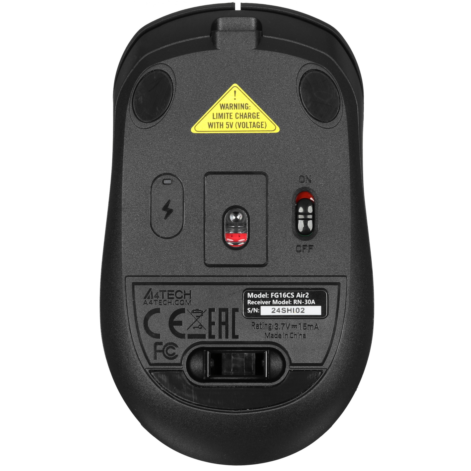 Мышь беспроводная A4Tech Fstyler FG16CS Air2 черный, 2000 dpi, радиоканал, USB, кнопки - 4