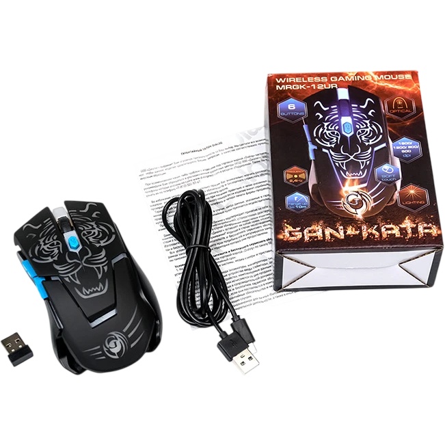 Мышь беспроводная Dialog Gan-Kata MRGK-12UR черный, 1600 dpi, радиоканал, USB, кнопки - 6