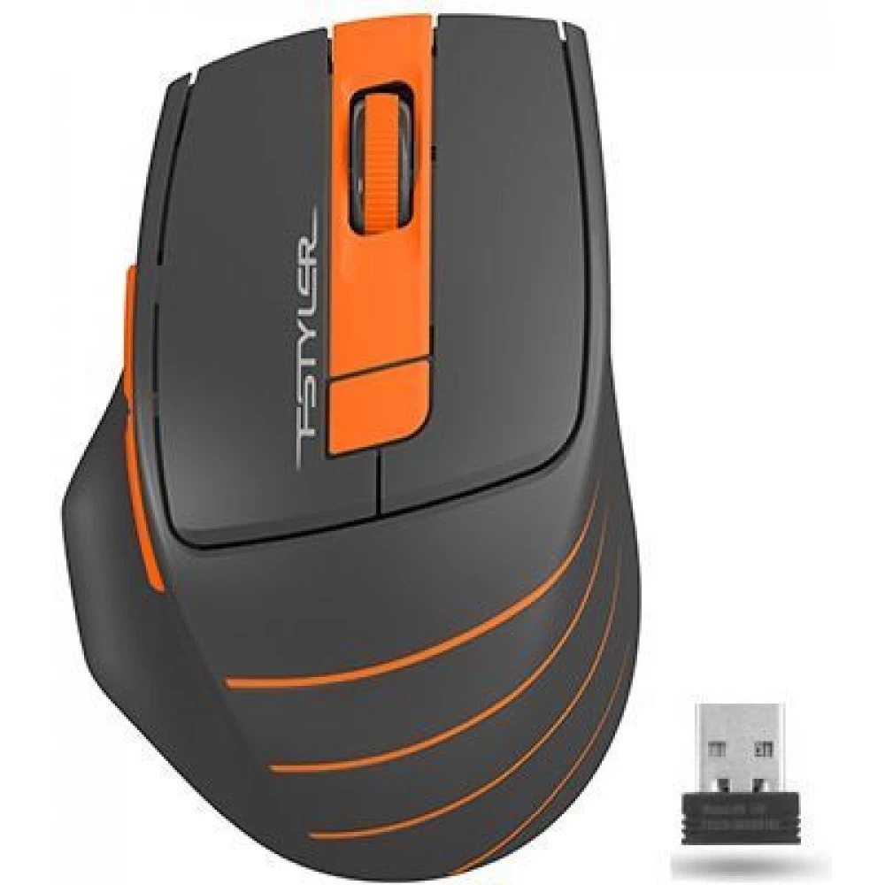 Мышь беспроводная A4Tech Fstyler FG30 серый/оранжевый, 2000 dpi, радиоканал, USB, кнопки - 5