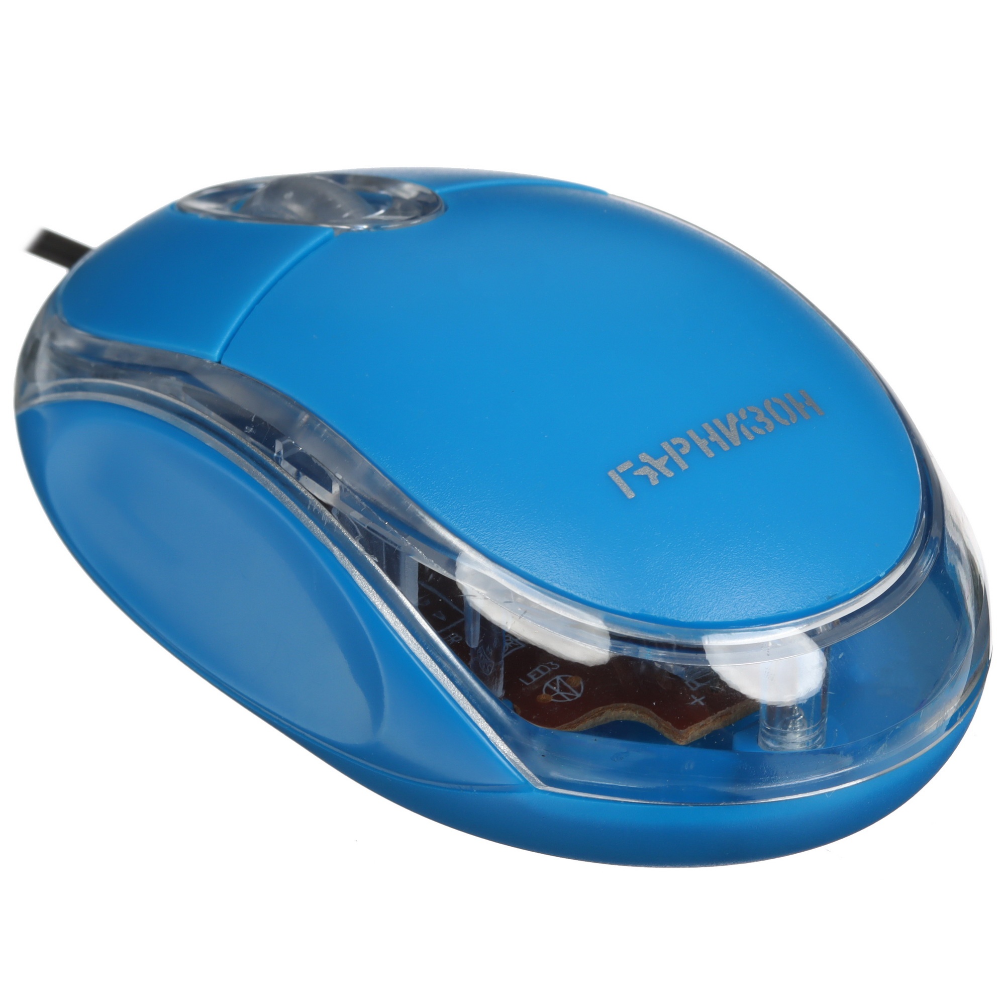 Мышь проводная Гарнизон GM-100B синий, 1000 dpi, USB, кнопки - 3