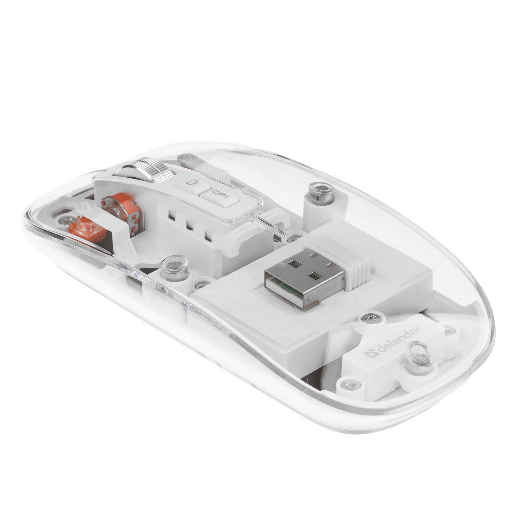Мышь беспроводная Defender Ixes MM-999 прозрачный, 2400 dpi, радиоканал, Bluetooth, USB, кнопки - 4