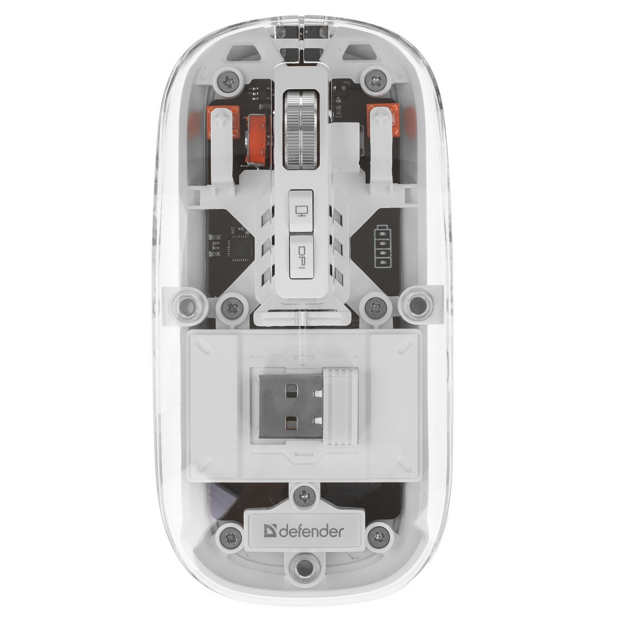 Мышь беспроводная Defender Ixes MM-999 прозрачный, 2400 dpi, радиоканал, Bluetooth, USB, кнопки - 4