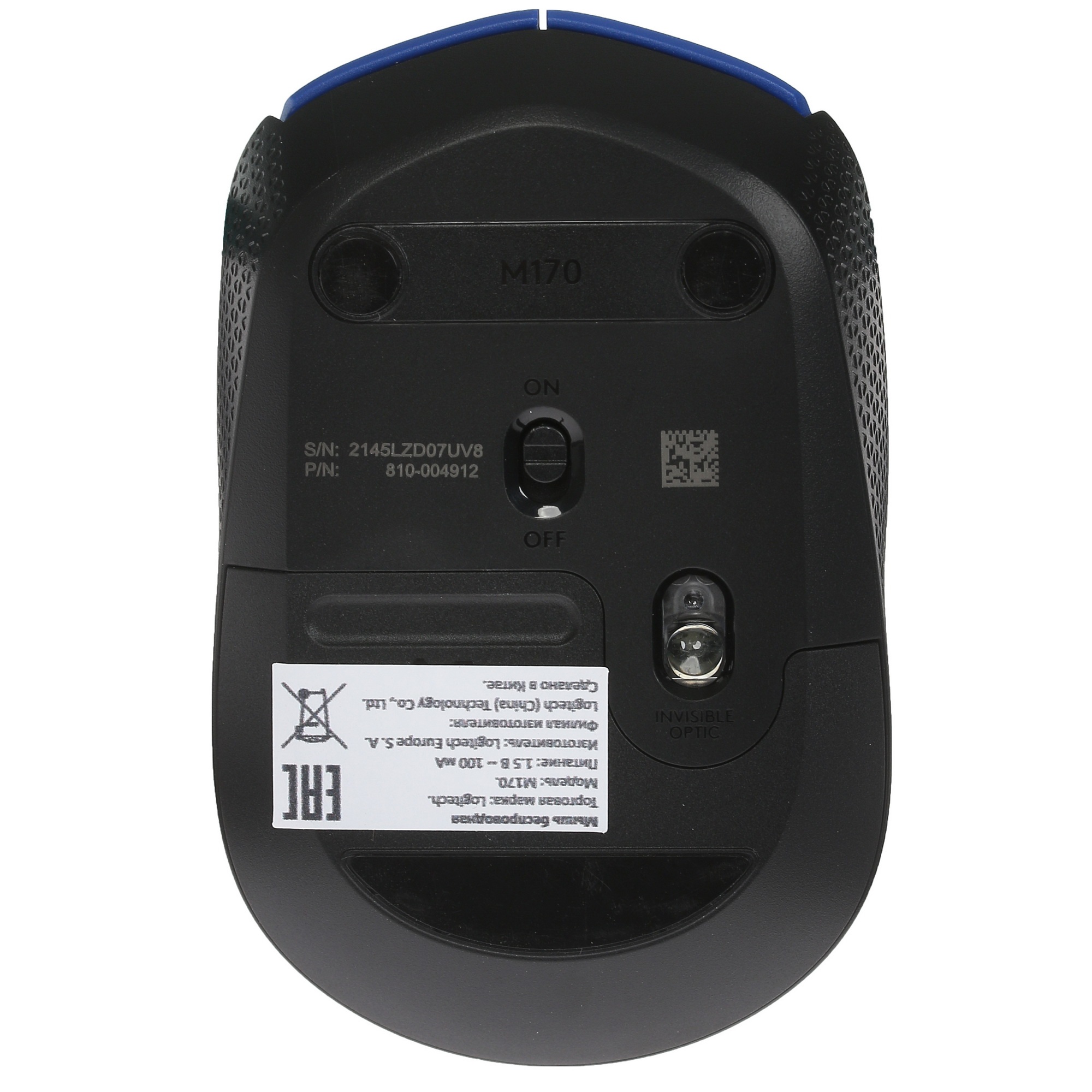 Мышь беспроводная Logitech M170 синий, 1000 dpi, радиоканал, USB, кнопки - 3