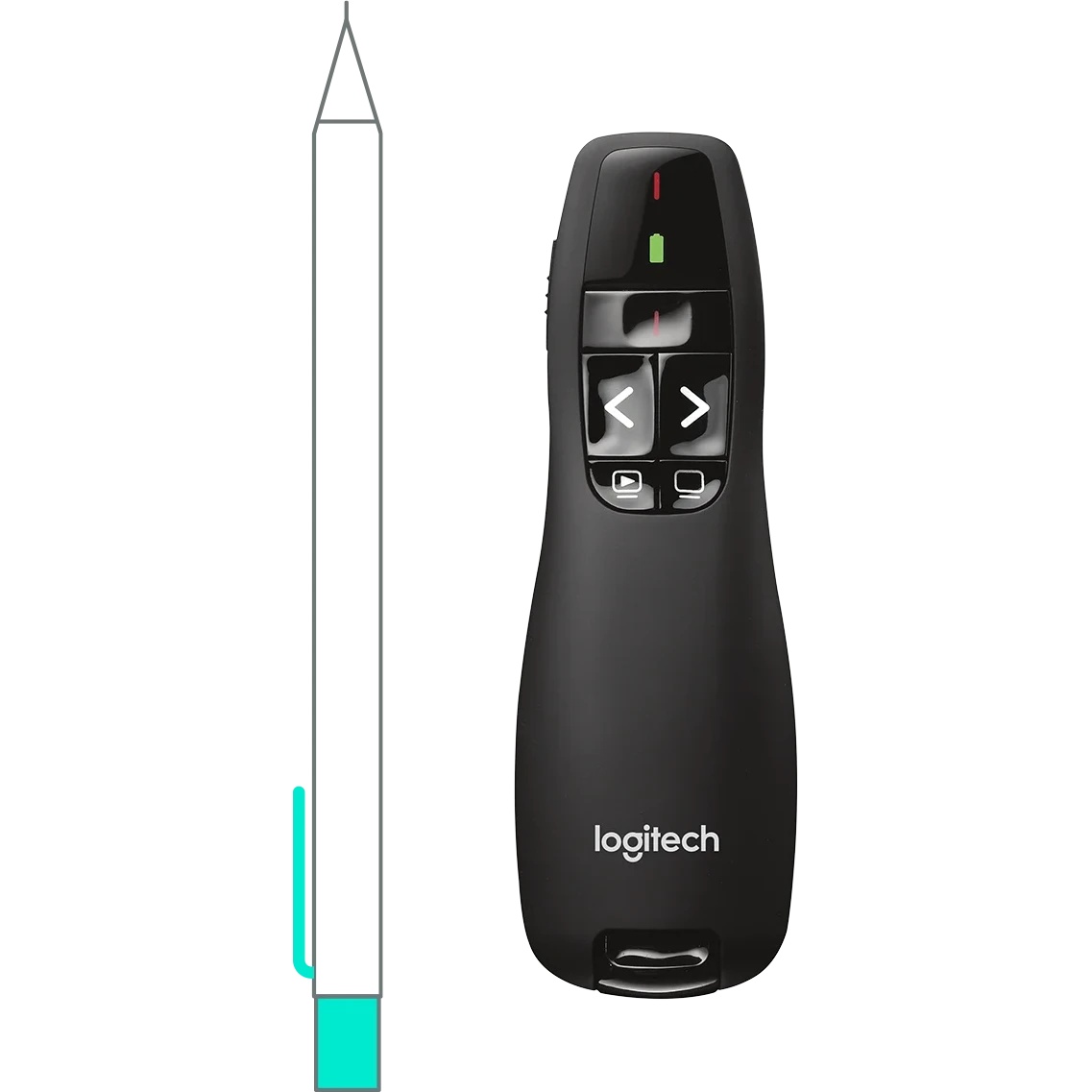 Презентер Logitech R400 черный, радиоканал, USB, кнопки - 5