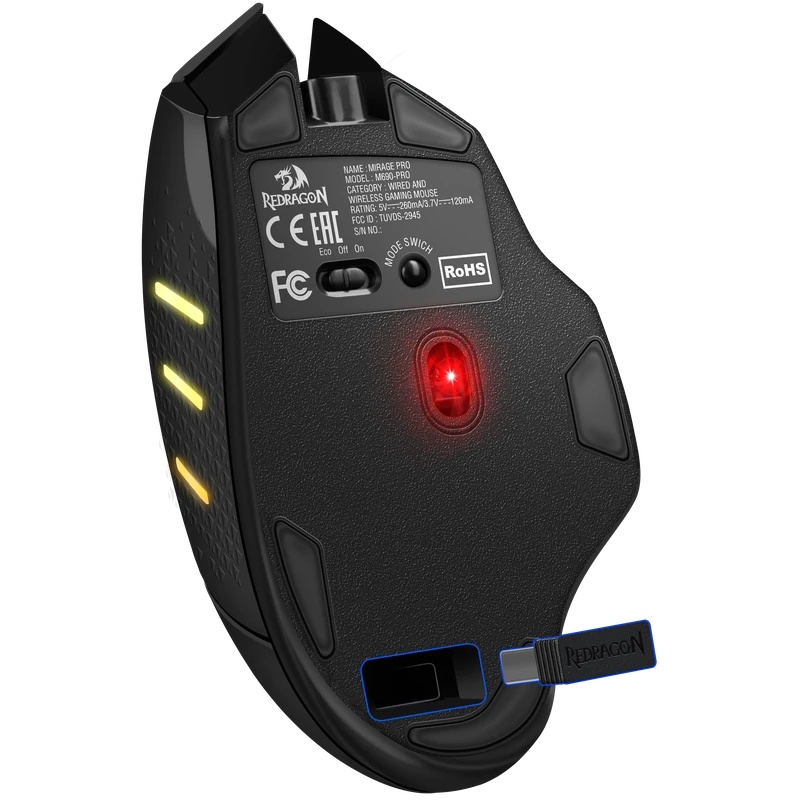 Мышь беспроводная Defender Redragon Mirage Pro черный, 8000 dpi, радиоканал, USB, кнопки - 9