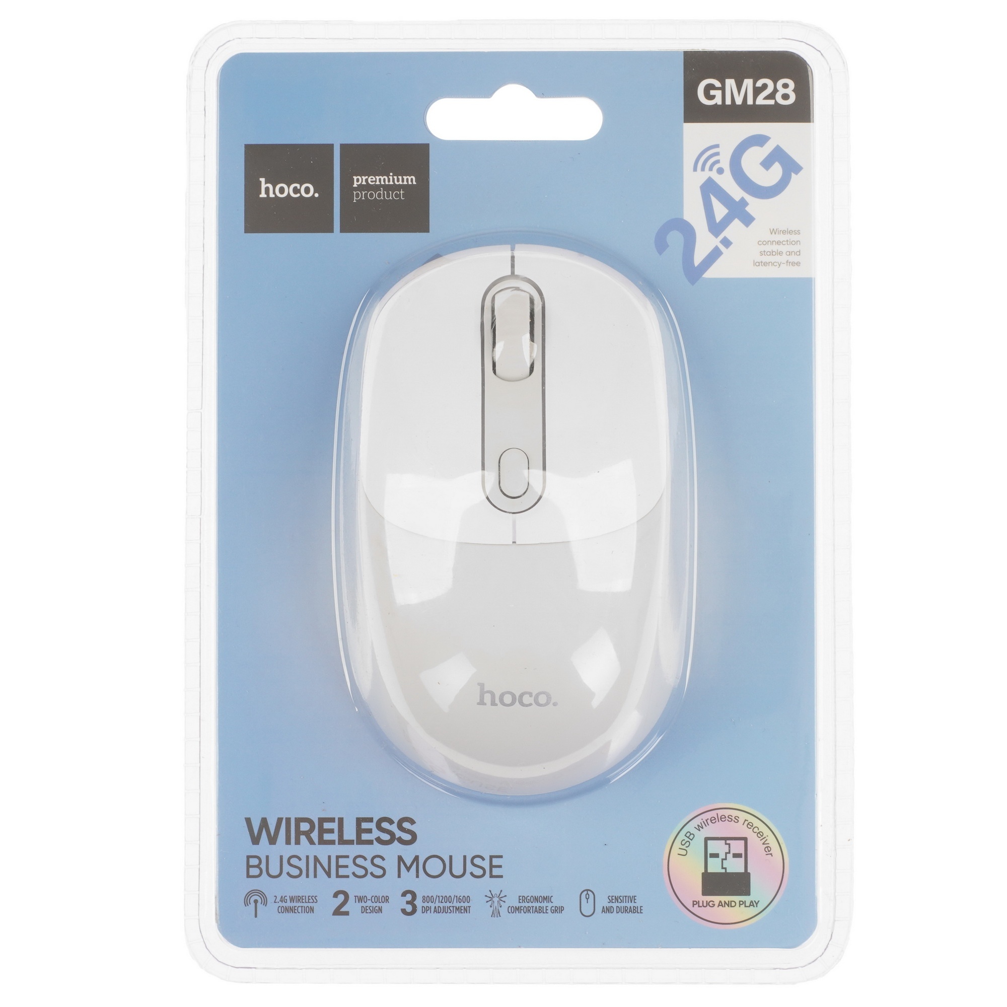 Мышь беспроводная HOCO (6942007619691) GM28 White Grey