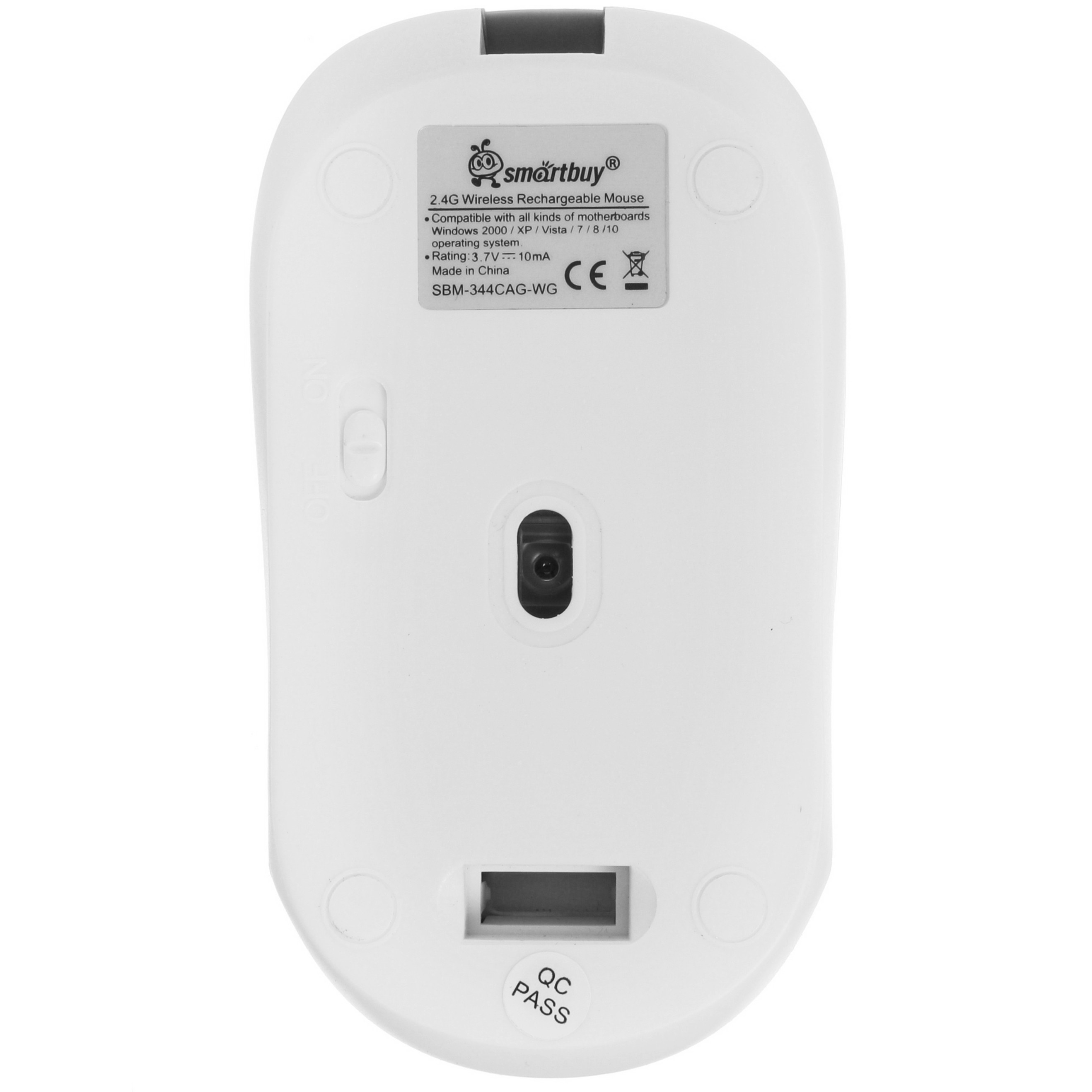 Мышь беспроводная с зарядкой от USB Smartbuy ONE 344CAG бело-серая SBM-344CAG-WG