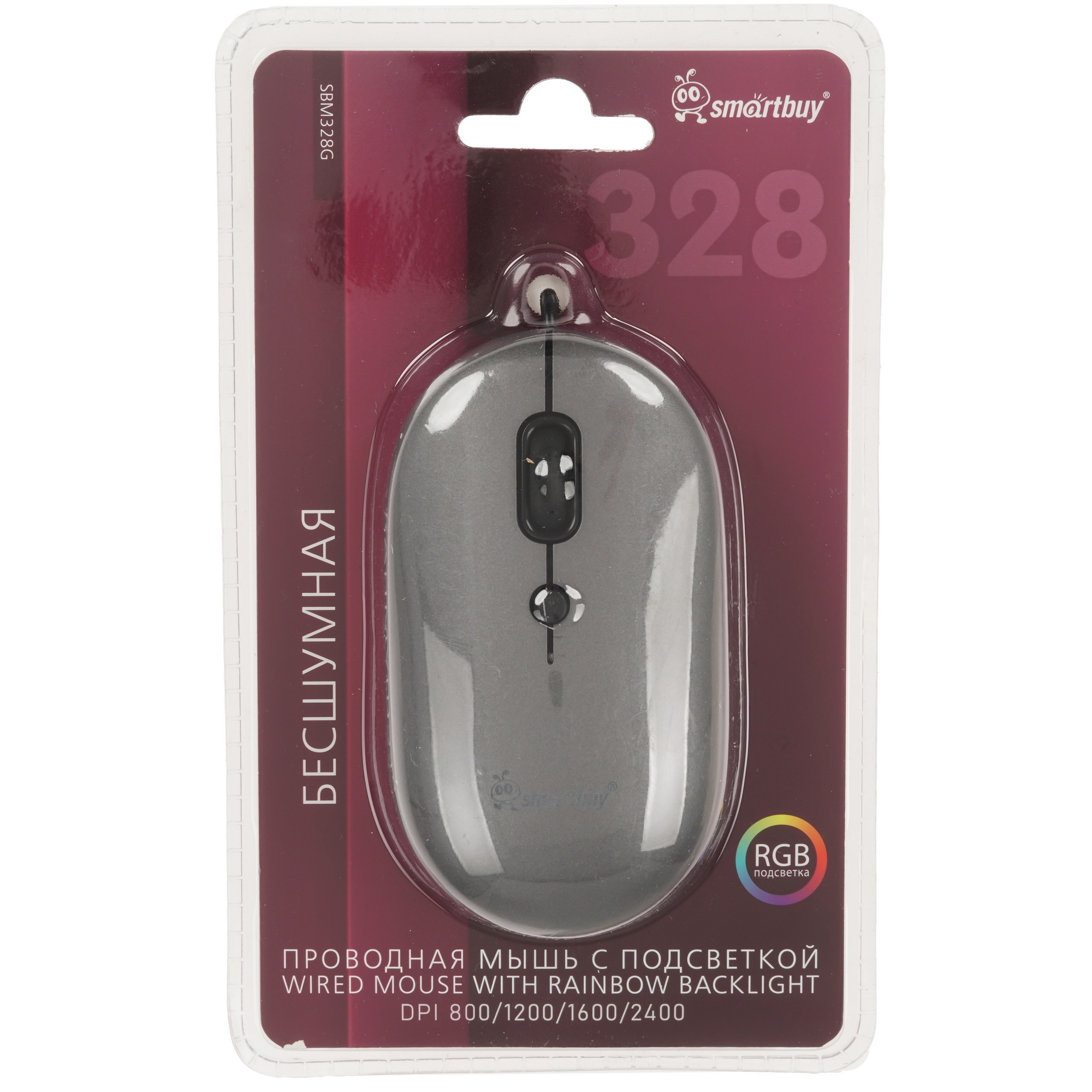 Мышь проводная SMARTBUY (SBM328G) 328 серый металлик