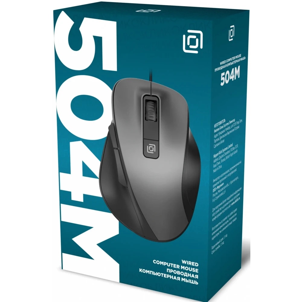 Мышь проводная Oklick 504M черный/серый, 3600 dpi, USB, кнопки - 6