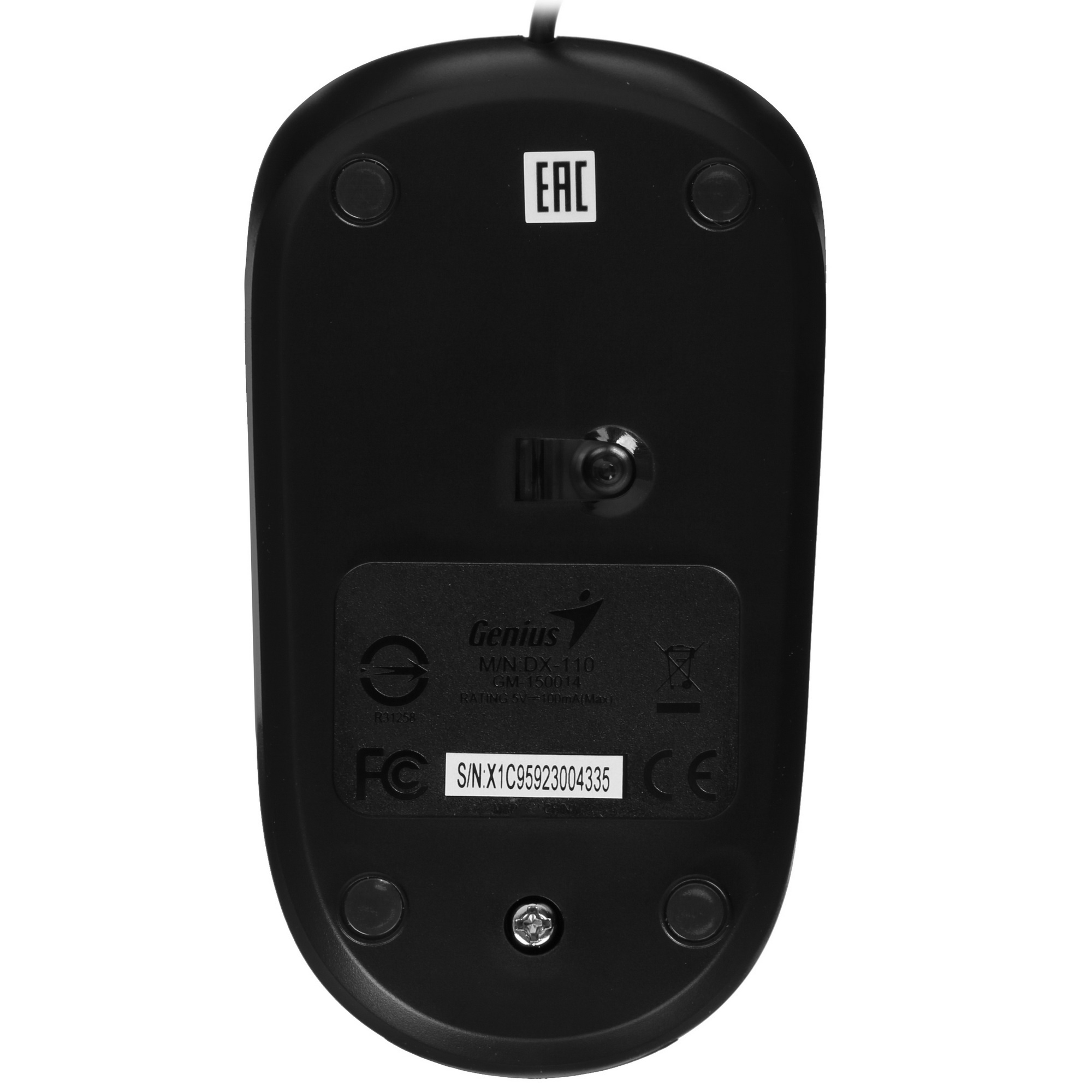 Мышь проводная Genius DX-110 черный, 1000 dpi, USB, кнопки - 3