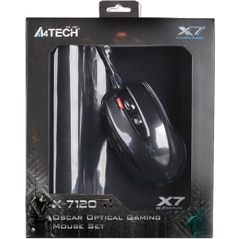 Мышь проводная + коврик A4Tech X-7120 черный, 2000 dpi, USB, кнопки - 7