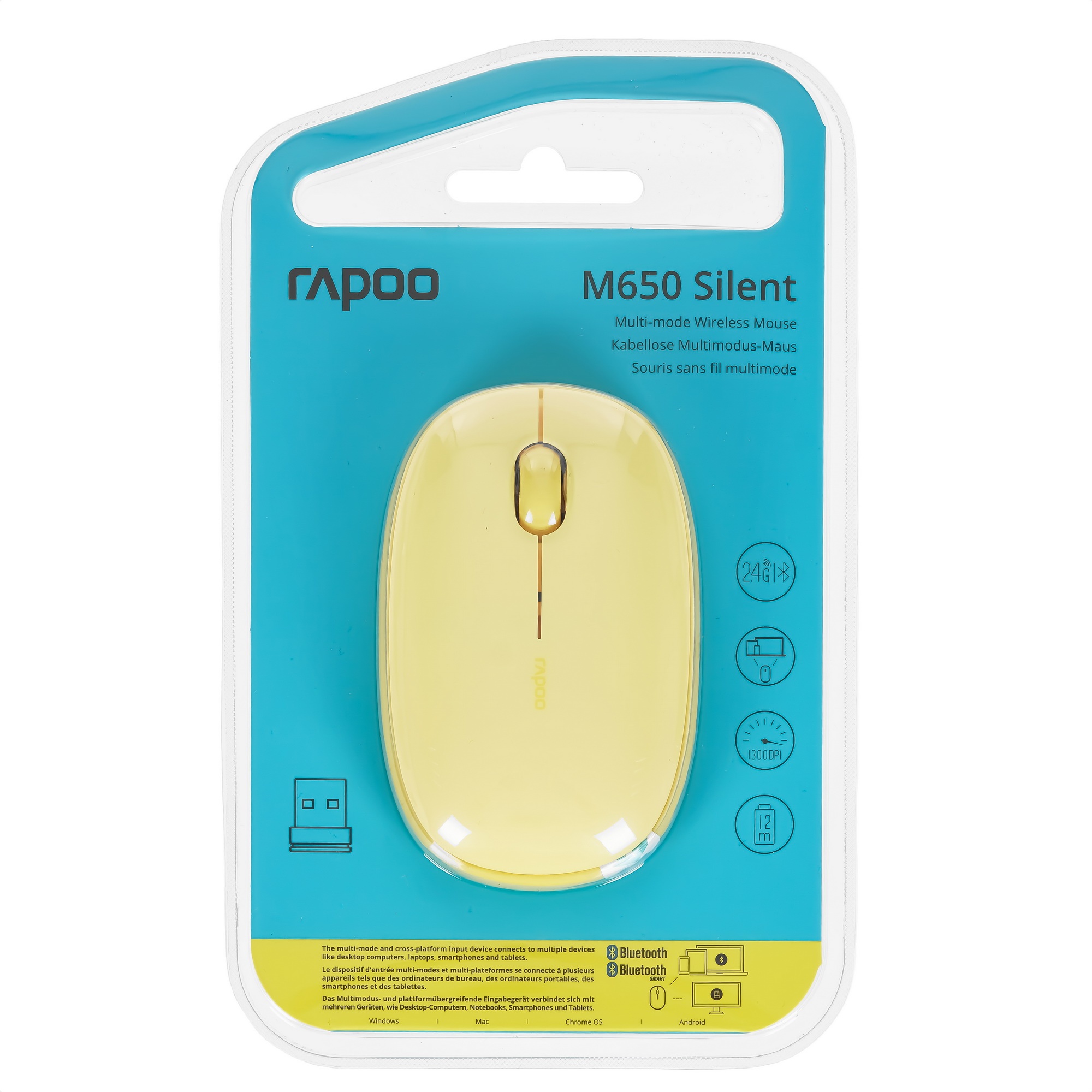 Мышь беспроводная Rapoo M650 Yellow