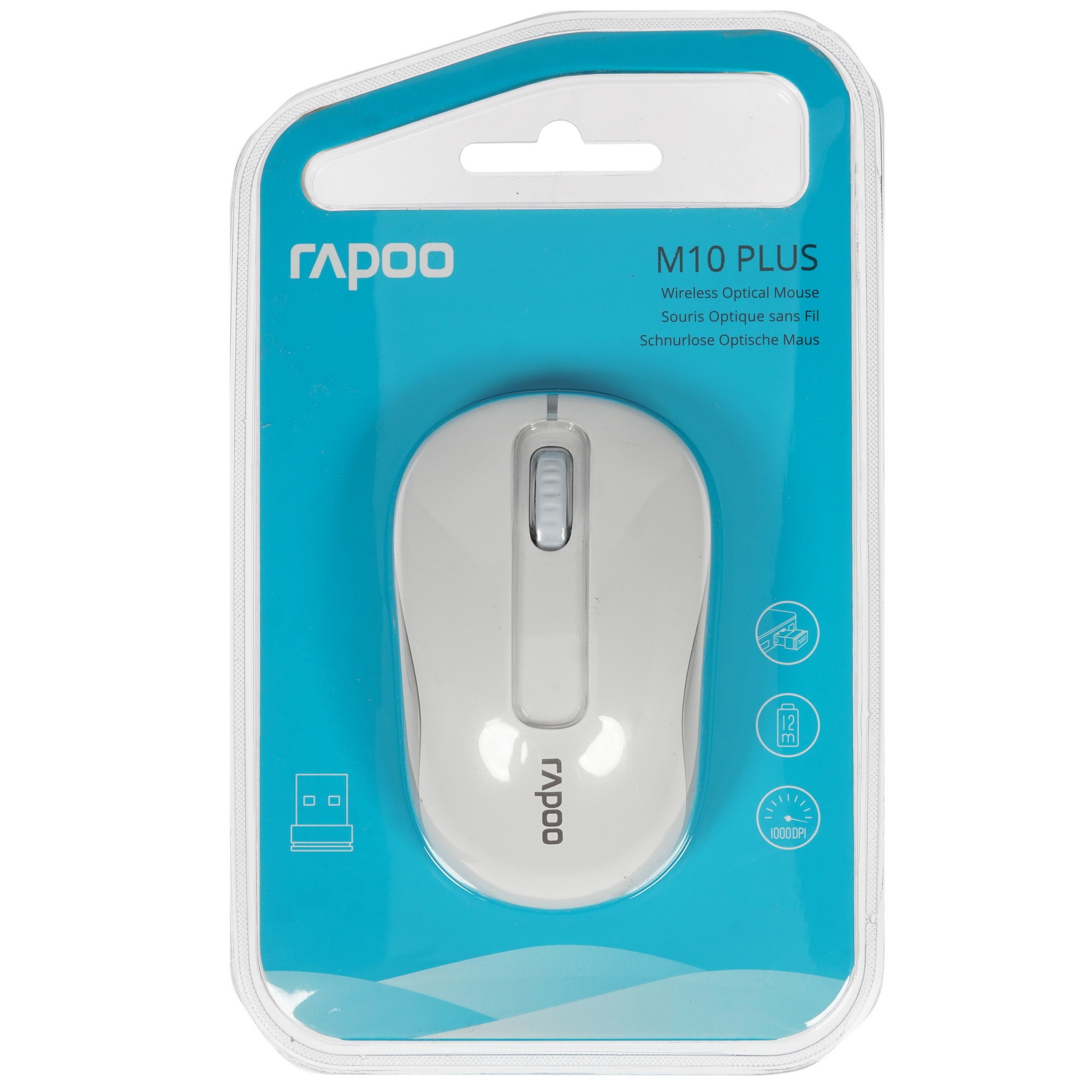 Мышь беспроводная Rapoo M10 Plus черный, 1000 dpi, радиоканал, USB, кнопки - 3