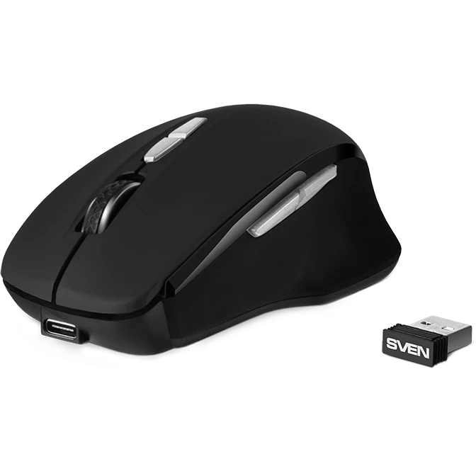 Мышь беспроводная SVEN RX-590SW черный, 1600 dpi, радиоканал, Bluetooth, USB, кнопки - 7