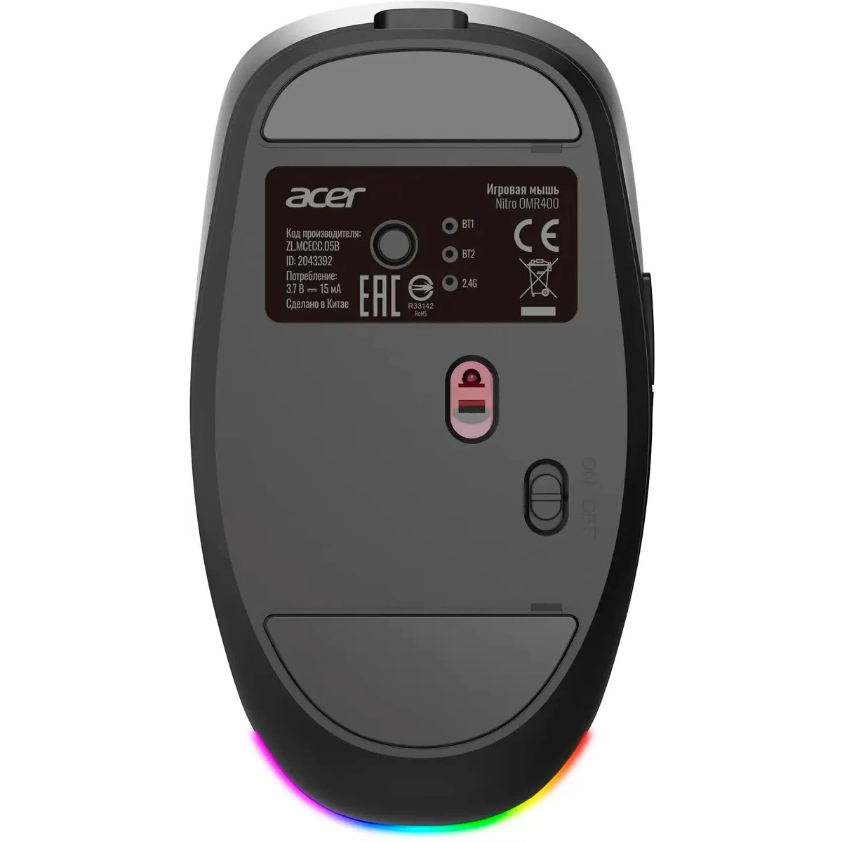 Мышь беспроводная Acer Nitro OMR400 черный, 3200 dpi, радиоканал, Bluetooth, USB, кнопки - 6