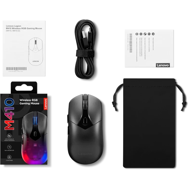 Мышь Lenovo Legion M410 Wireless RGB Gaming черный оптическая 16000dpi беспров. BT/Radio USB (GY51P8