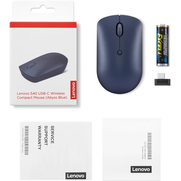 Мышь Lenovo 540 USB-C Wireless Compact темно-синий оптическая 2400dpi беспров. BT/Radio USB (GY51D20