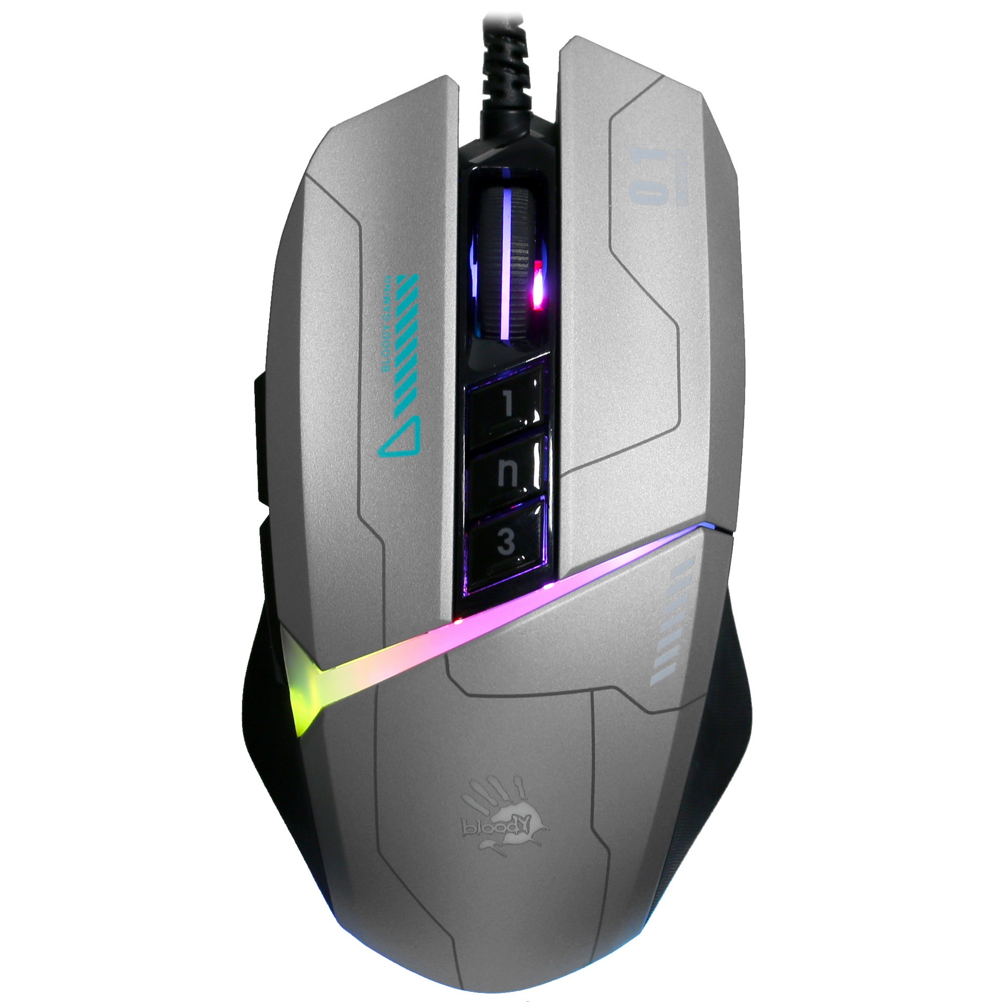 Мышь проводная A4Tech Bloody W60 Max серый/черный, 10000 dpi, USB, кнопки - 10