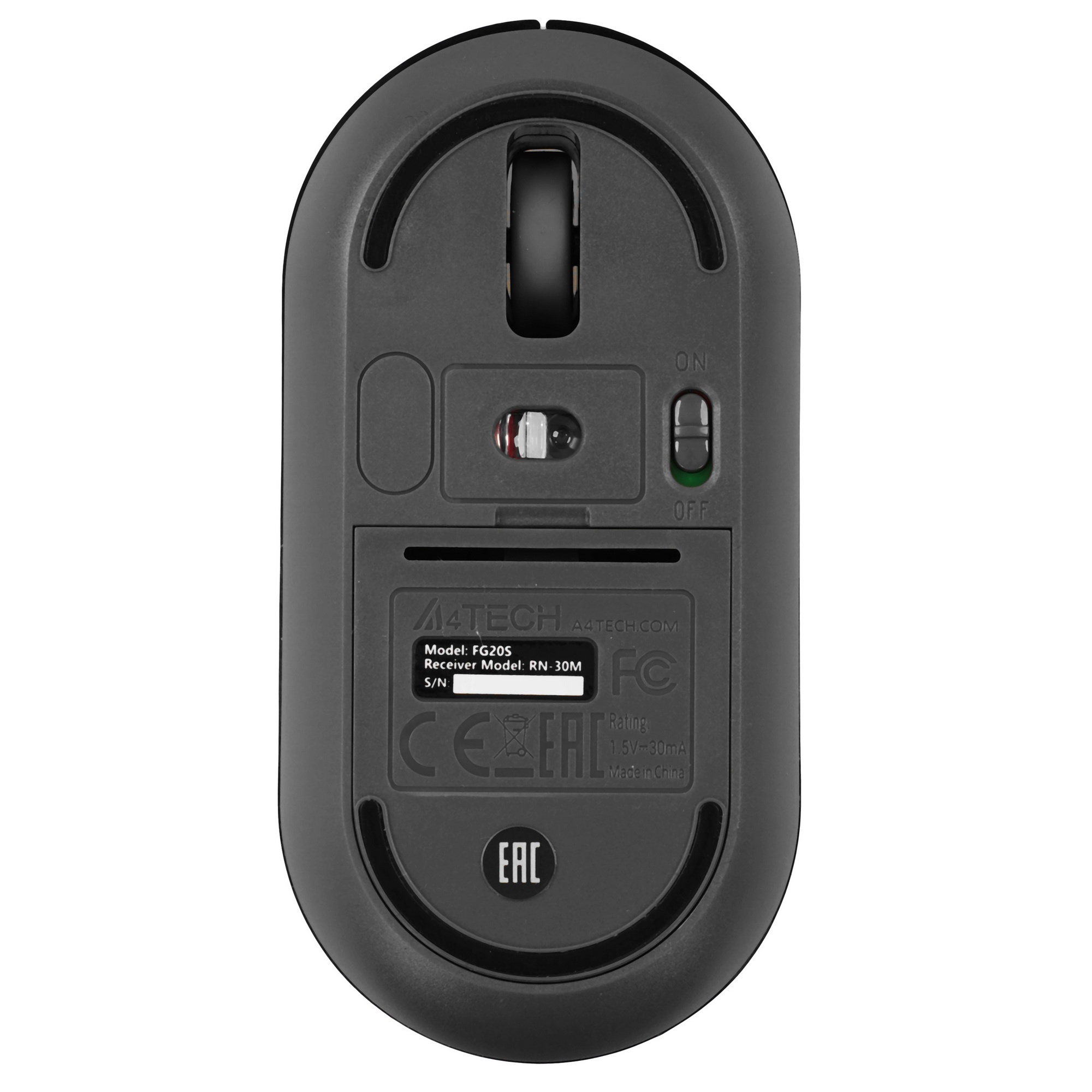 Мышь беспроводная A4Tech Fstyler FG20S серый, 2000 dpi, радиоканал, USB, кнопки - 3