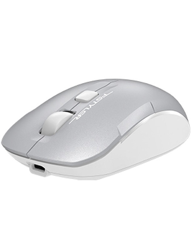 Мышь беспроводная A4Tech Fstyler FB26CS Air2 серебристый/белый, 2000 dpi, радиоканал, Bluetooth, USB