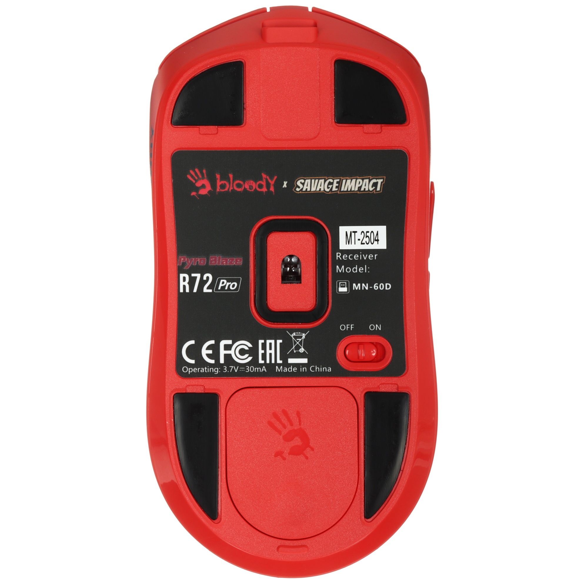 Мышь беспроводная/проводная A4Tech Bloody R72 Pro красный, 26000 dpi, радиоканал, USB/USB-C, кнопки