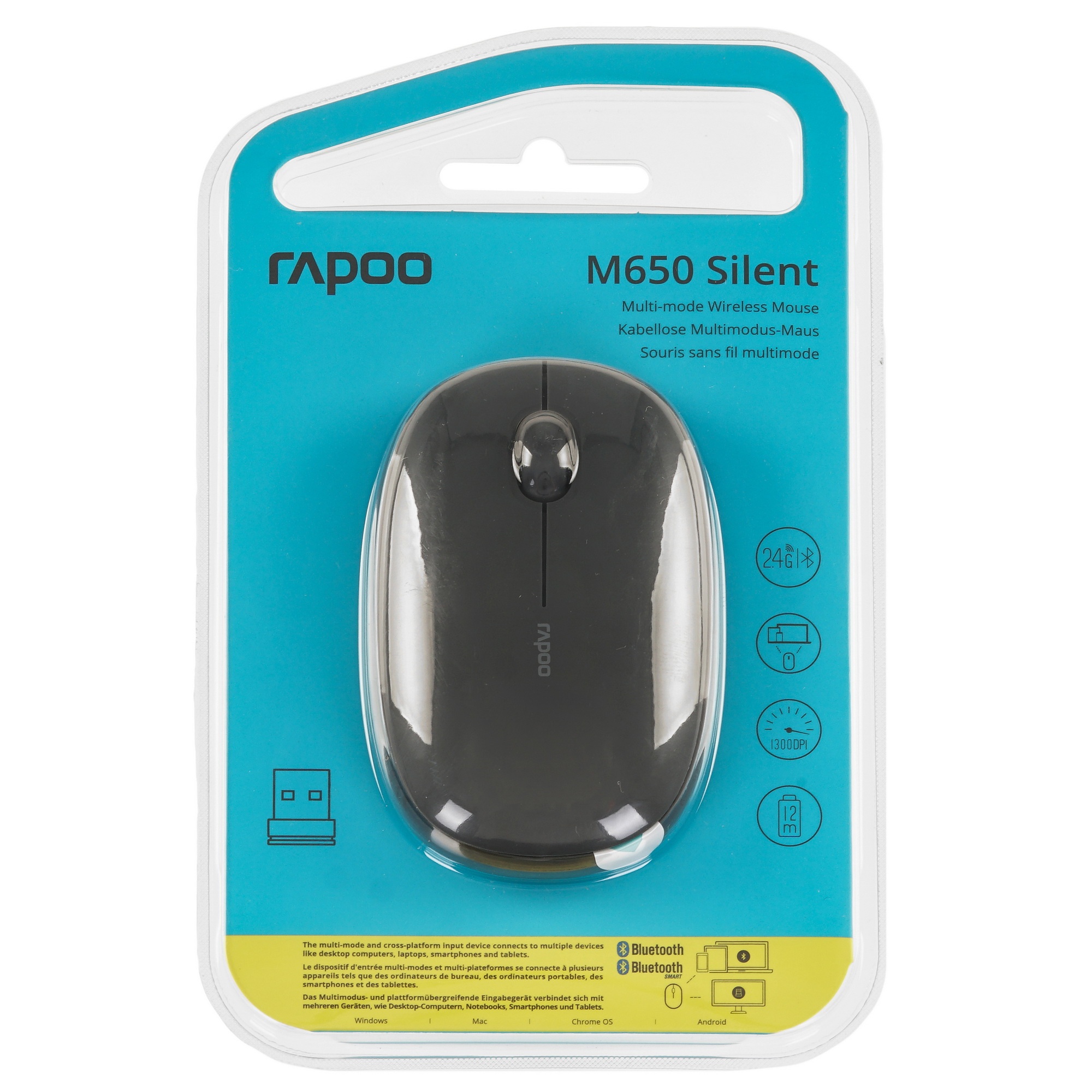 Мышь беспроводная Rapoo M650 Dark Gray