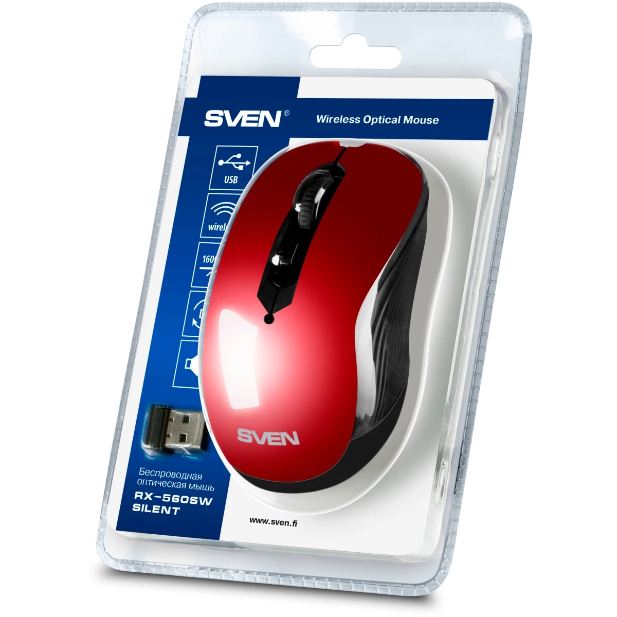 Беспроводная мышь Sven RX-560SW красный (SV-017071)