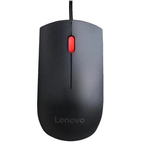 Мышь проводная Lenovo Essential черный, 1600 dpi, USB, кнопки - 3