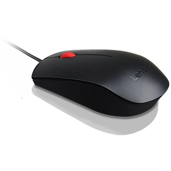 Мышь проводная Lenovo Essential черный, 1600 dpi, USB, кнопки - 3