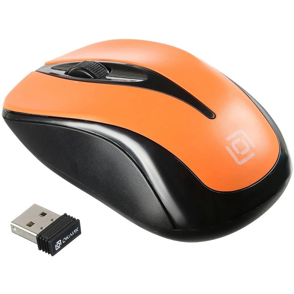 Мышь беспроводная Oklick 675MW черный/оранжевый оптическая (800dpi) USB (2but)