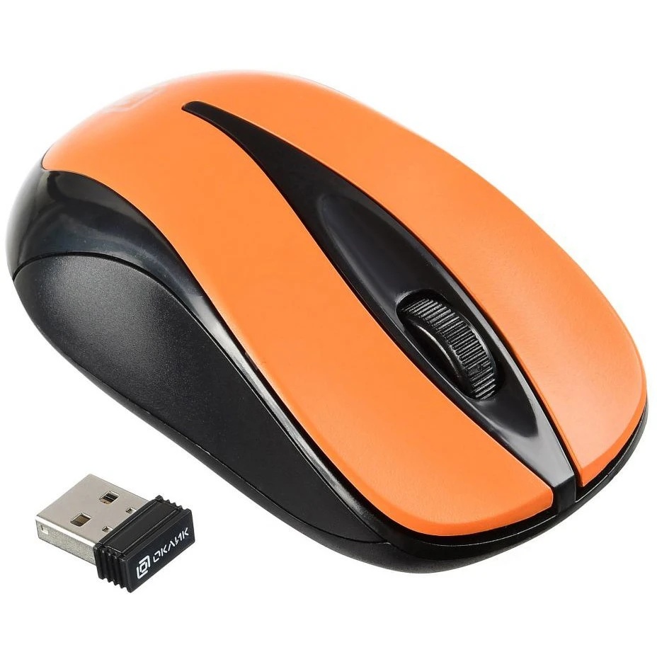 Мышь беспроводная Oklick 675MW черный/оранжевый оптическая (800dpi) USB (2but)