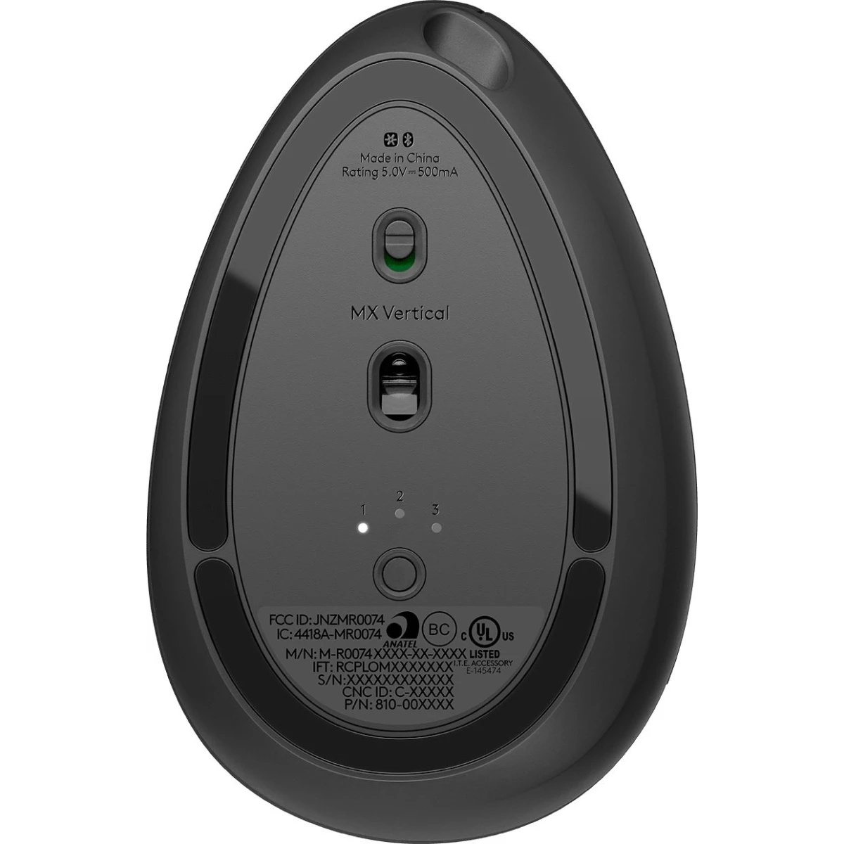 Мышь беспроводная Logitech MX Vertical черный/серебристый, 4000 dpi, радиоканал, Bluetooth, USB, кно