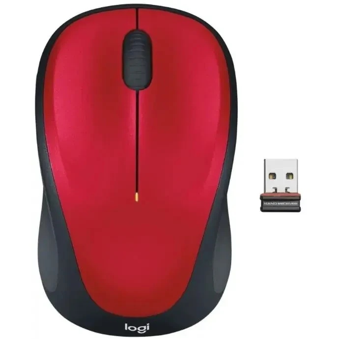 Мышь беспроводная Logitech M235 красный/черный, 1000 dpi, радиоканал, USB, кнопки - 3