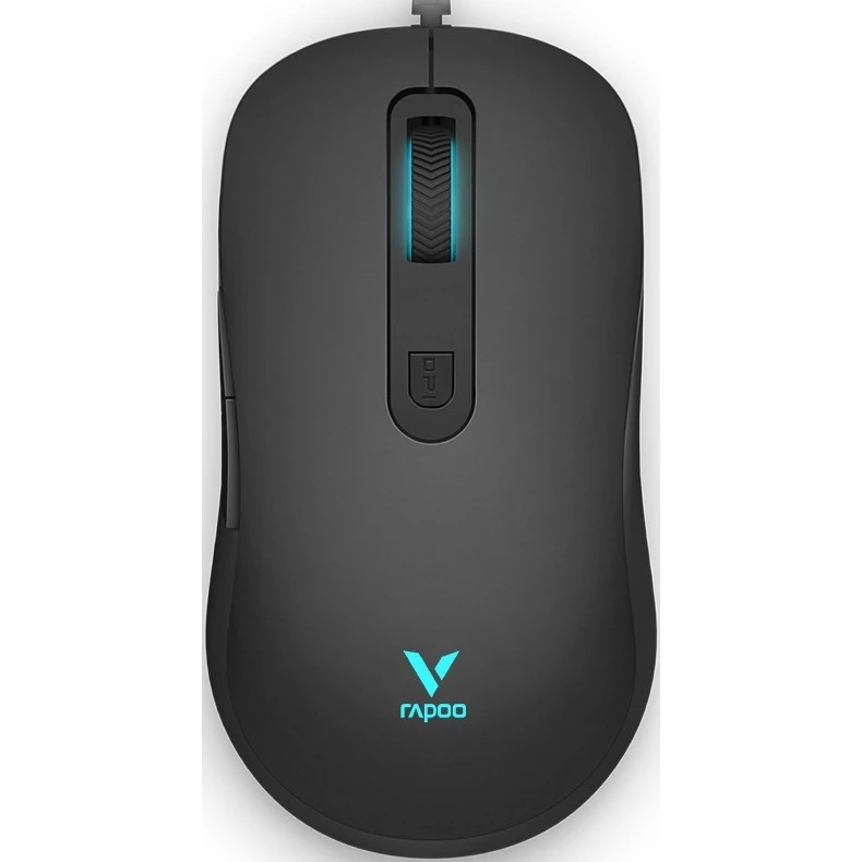 Мышь проводная Rapoo V16RGB черный, 12800 dpi, USB, кнопки - 6
