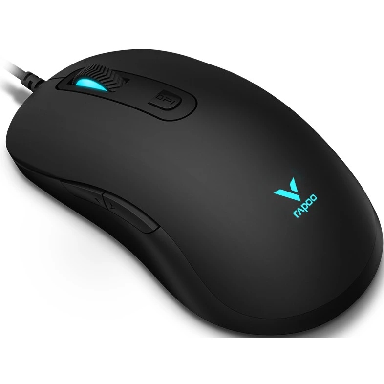 Мышь проводная Rapoo V16RGB черный, 12800 dpi, USB, кнопки - 6