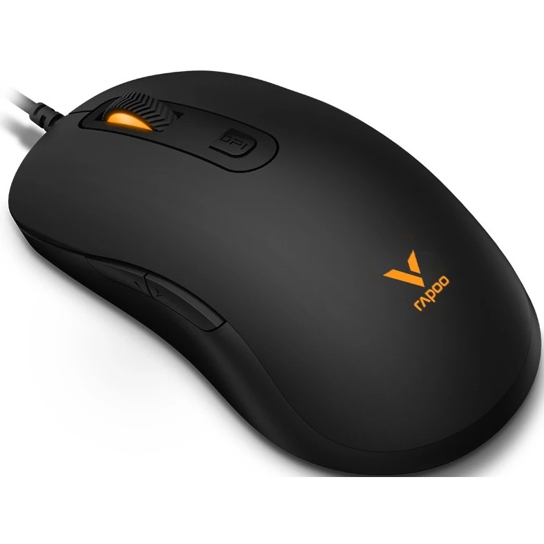 Мышь проводная Rapoo V16RGB черный, 12800 dpi, USB, кнопки - 6