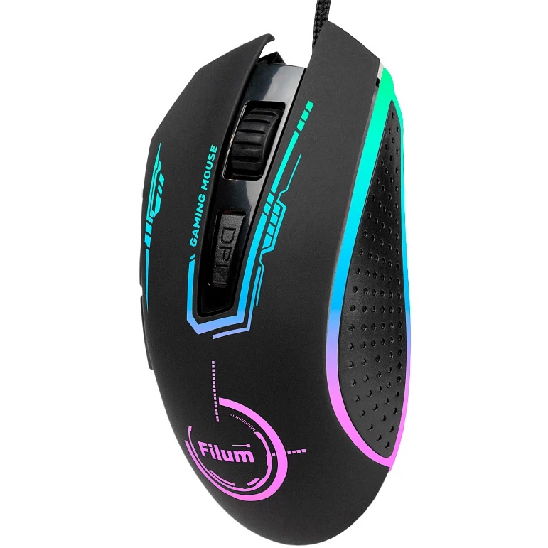 Мышь Filum FL-GM10-BK оптическая USB 6 кл., DPI: 8800, черная, Windows XP/Vista/7/8/10, MacOS