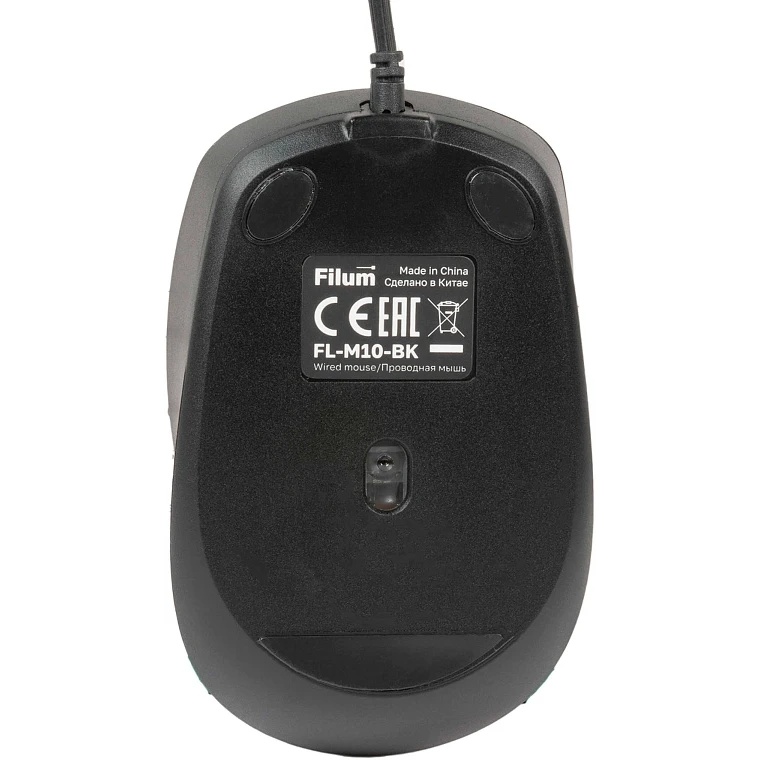 Мышь Filum FL-M10-BK оптическая USB 4 кл., DPI: 800/1200/1600/2400, черная, Windows XP/Vista/7/8/10,