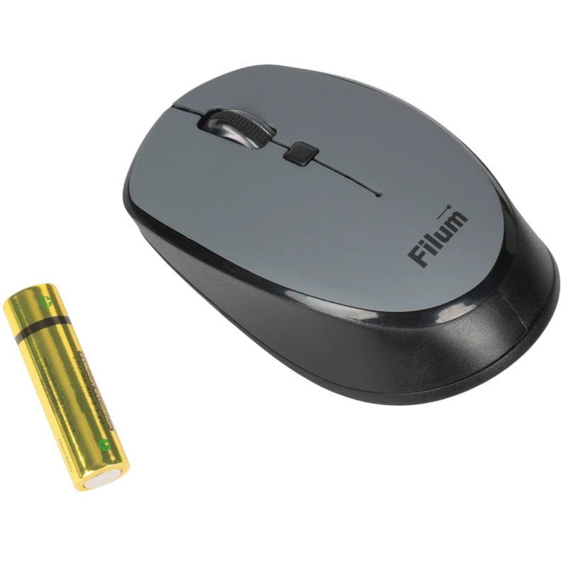 Мышь Wireless Filum FL-MW10-GY оптическая 2.4 ГГц USB 4 кл., DPI: 800/1200/1600, питание АА 1 шт., ч