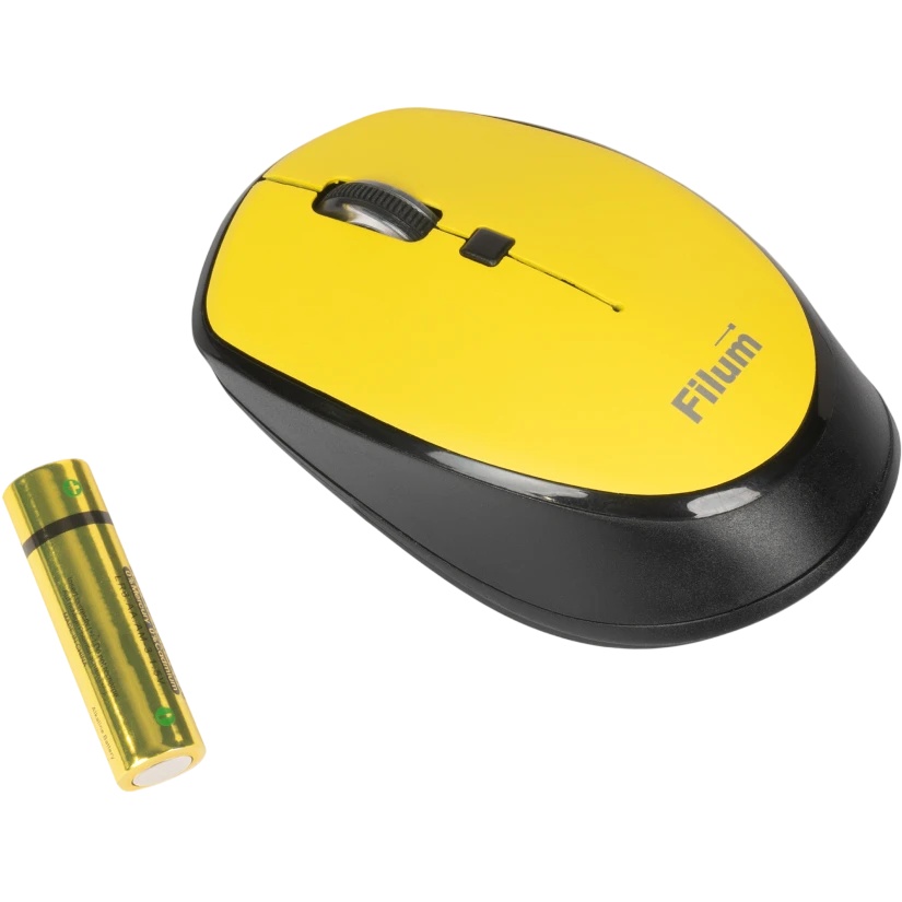 Мышь Wireless Filum FL-MW10-YW оптическая 2.4 ГГц USB 4 кл., DPI: 800/1200/1600, питание АА 1 шт., ч