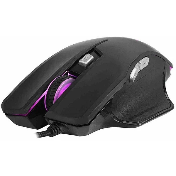 Мышь DELUX M-515BU, опт., (1000/1500/2000/3000/4000 DPI), USB, (5кн+скролл), черная, с подсветкой
