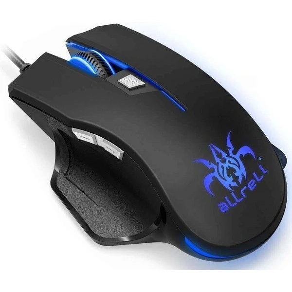 Мышь DELUX M-515BU, опт., (1000/1500/2000/3000/4000 DPI), USB, (5кн+скролл), черная, с подсветкой