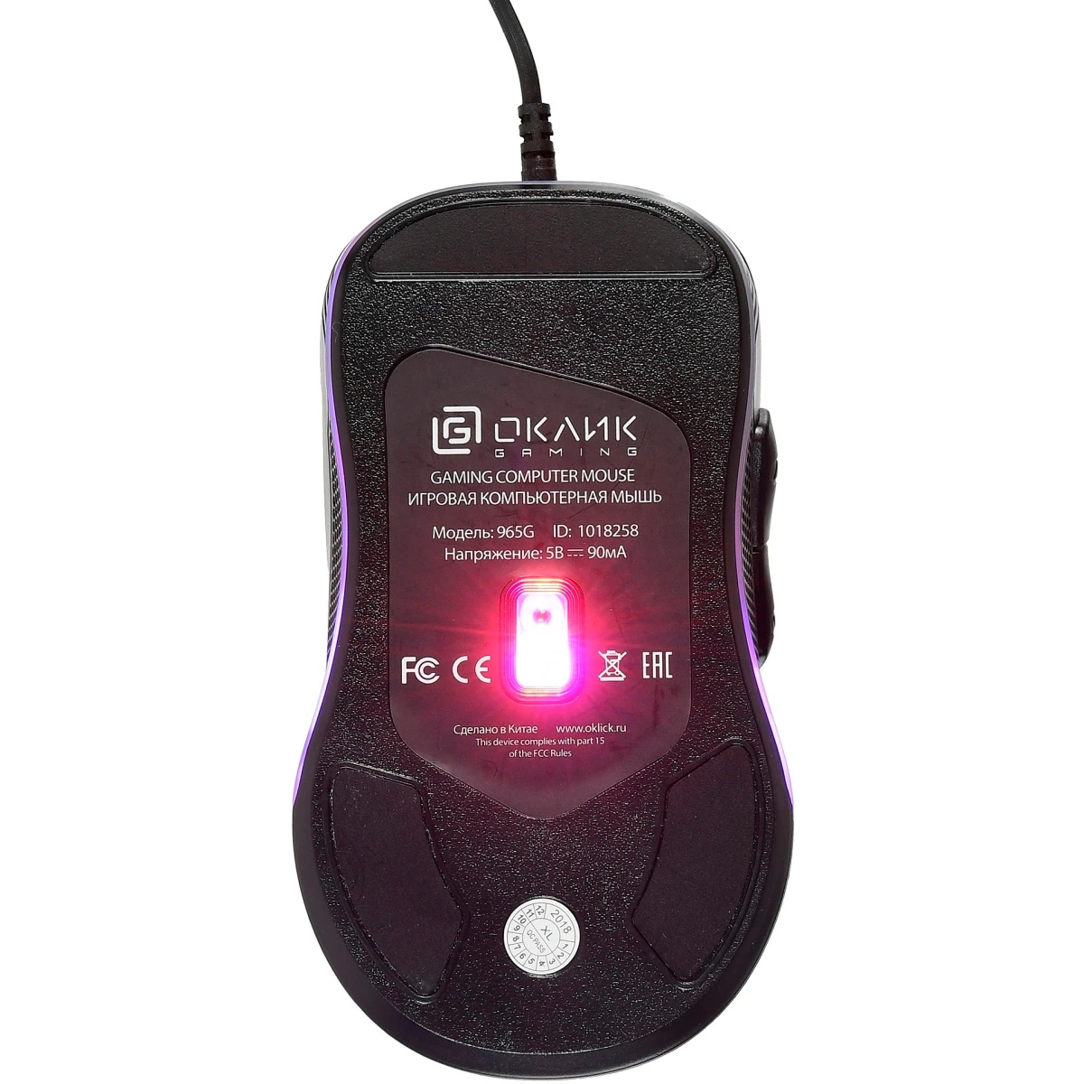 Мышь проводная Oklick 965G черный оптическая (2400dpi) USB игровая (6but)